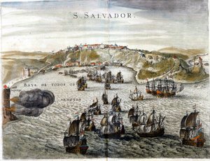 View of Salvador, Formerly Known as Bahia, Capital of Brazil in 1549, When It Was Founded - Engraving of the 16th Century by Unknown artist