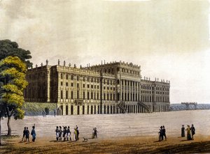 View of Schonbrunn Castle, former residence of the Austrian Imperial Family, Vienna, Austria, engraving around 1830. by Unknown artist
