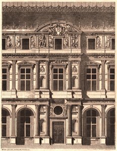 View of part of the front of the courtyard of the Louvre, Paris, France