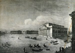 View of the Bolshoi Theatre in Moscow around 1840, Russia by Unknown artist