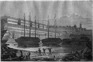 View of the Corderies, the Bagne and the tower of Saint Louis in Brest by Unknown artist