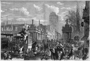 View of the Royal Bridge in Berlin, Germany. Engraving in 