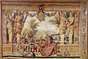 View of the castle of Vincennes. 17th century tapestry. Paris, national furniture