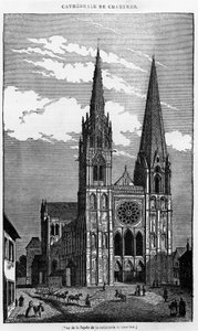 View of the facade of the cathedrale de Chartres (28) - in 