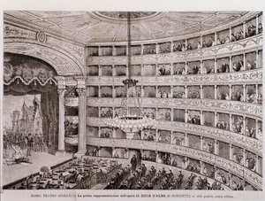 View of the first performance of the opera The Duke of Alba, at the Teatro Apollo, Rome