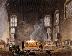 View of the kitchens of Christ Church, Oxford University. 1850. by Unknown artist