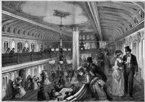 View of the living room of an American steamer