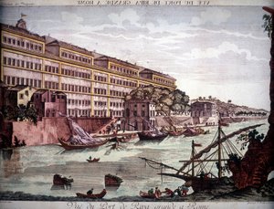 View of the port of Ripa Grande on the Tiber - engraving