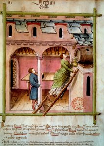Vinegar: a young woman fills a jug by Unknown artist