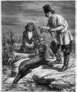 Voyage of Alphonse Louis Pinart in North America and Alaska - hunting and fishing in Alaska - engraving in 