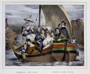 Walk on the water - lithography, early 19th century