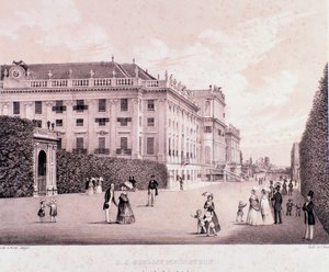Walkers in the park of Schonbrunn Palace in Vienna by Unknown artist