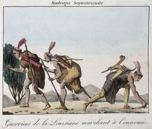 Warriors of Louisiana in the footsteps of the enemy - engraving by Unknown artist
