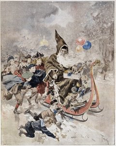 Watercolour depicting Santa Claus. 