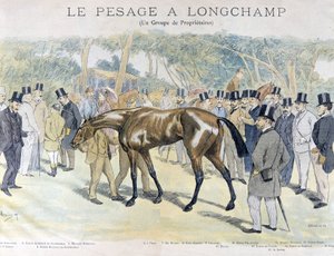 Weighing at Longchamp and a Group of Horse Owners by Unknown artist