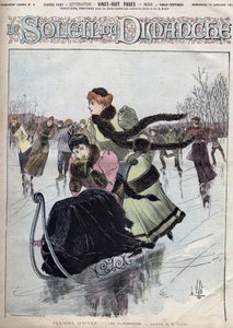 Winter fun. The skaters. Watercolour by Mr. Vallet for the Sunday sun. January 10 by Unknown artist