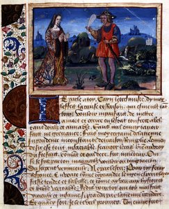 Woman and man in landscape - illumination, in 