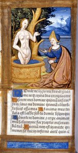 Woman in her toilet. Page of a manuscript from the Pentateuch. 15th century. Bibl. Braidense, Milan by Unknown artist