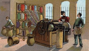 Wool industry, combing by Unknown artist