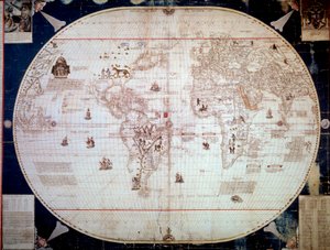World map of the navigator Sebastiano Caboto (Sebastien Cabot) 1544 by Unknown artist