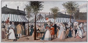 World Walk Through the Gardens of the Royal Palace, Late 18th Century - Chromo After the Engraving of Debucourt by Unknown artist