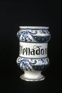 XVI century pharmacy pot containing Belladonna, toxic herb used in pharmacy. Museum of Science and Technology, Milan. by Unknown artist