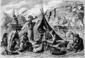 Zingari camp (a bohemian camp) in the suburb of Vienna in Austria in 1873