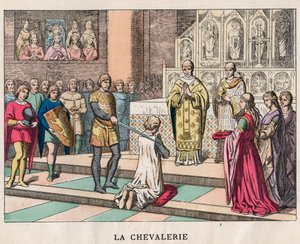 Knighting - La Chivalerie - Softening of a Knight - Engraving of the End of the 19th Century in 