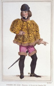 Portrait of Pierre de Giac, favorite of Charles VII, Minister and Superintendent of Finance. Engraving from 1830