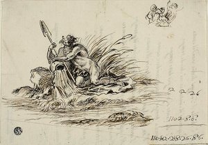 Recto: A River God; verso: a sonnet by Santi Rinaldi