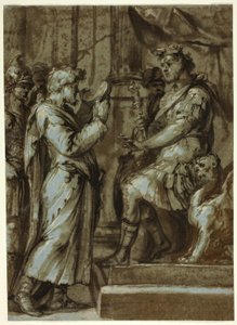 Magician Making a Prediction to an Emperor; Male Nude Carrying a Load by Unknown Italian
