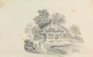 A Chalet with Two Figures in the Front by Unknown artist
