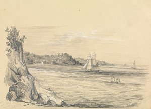 A Coastline with Ships at Sea by Unknown artist