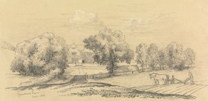 A Farm with Farmer and His Horse and Plow in the Foreground by Unknown artist