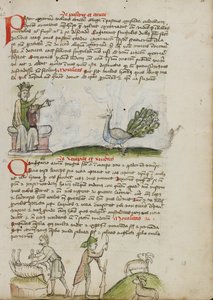 A King Enthroned Speaking to a Peacock; A Shepherd Killing a Ram; A Shepherd with a Staff and a Knife before Two Goats