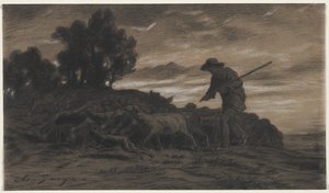 A Shepherd with His Flock by Unknown artist