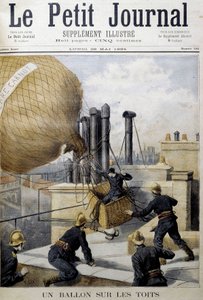 A balloon on the roofs: rescue by the Firefighters - in Le Petite Journal