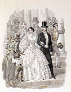 A bourgeois wedding, engraving from 1860 by Unknown artist