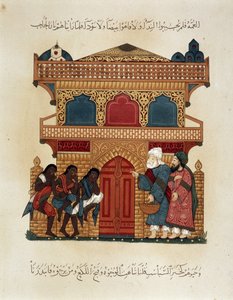 A caravan on the move. Illustration of the 13th century of the 