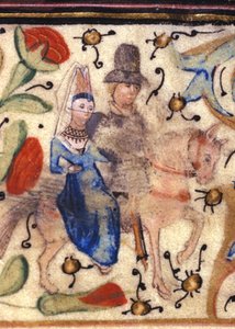 A knight and his lady: French illumination of the 14th century from a manuscript by Petrarch. Biblioteca comunale di Rimini