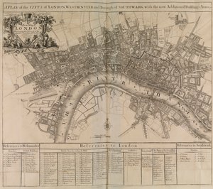 A plan of the city of London, Westminster, borough of Southwark & the river Thames by Unknown artist