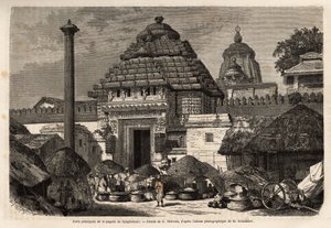 A Popular Walk in Front of the Main Gate of the Jagannath Temple, a Holy City and Pilgrimage Site in Southern Bengal. Engraving to Illustrate the Voyage in the Southern Provinces of India, by Alfred Grandidier, in 1862-1864, Published in Le Tour du Monde,  by Unknown artist