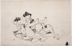 A sheet from a shunga album by Unknown artist