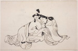 A sheet from a shunga album by Unknown artist