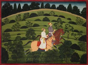 Akrura Rides Toward Dwarka, page from the Large Basohli Bhagavata Purana by Unknown artist