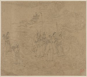 Album of Daoist and Buddhist Themes: Procession of Daoist Deities: Leaf 7 by Unknown artist