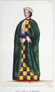 Alix de Thouars, Countess of Brittany, daughter of Guy de Thouars, Duke of Brittany. Engraving from 1830 by Unknown artist