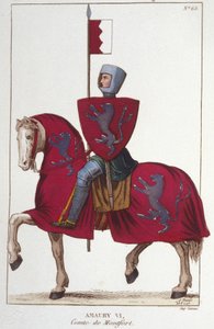 Amaury VI, Count of Montfort, lost part of the conquests of his father Simon IV The fort and cede his rights to the South to the King of France, Louis VIII. Engraving from 1830 by Unknown artist