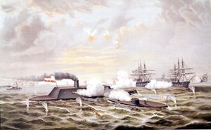 American Civil War (1861 - 1865): Naval Battle of Hampton Roads (Virginia) March 08-09 by Unknown artist