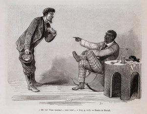 American black mocking a drunk white - in Le tour du monde, 2nd semester 1876 by Unknown artist